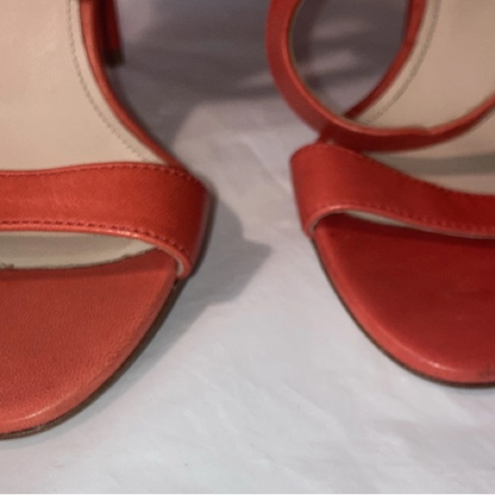 PRADA Leather Sling Back Open Toe Orange Cross Strappy On Shoes 37 US 6.5 - Picture 4 of 7